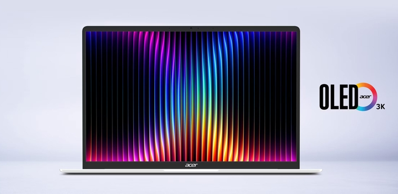 Tùy chọn màn hình OLED 3K trên Acer Swift Blade 14 hỗ trợ tần số quét 90 Hz, độ sáng 400 nit và bao phủ 100% DCI-P3.