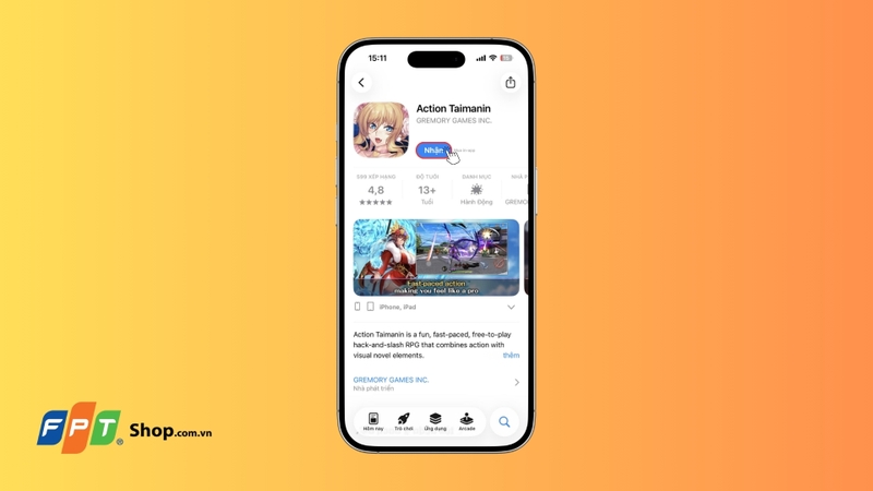 Nhấn Nhận để tải game về thiết bị