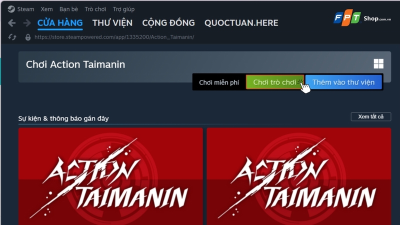 Nhấn nút Thêm vào giỏ tại mục mua Action Taimanin để tiến hành cài đặt trò chơi
