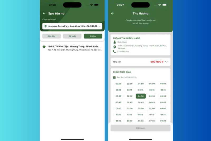 Đặt lịch nhanh chóng