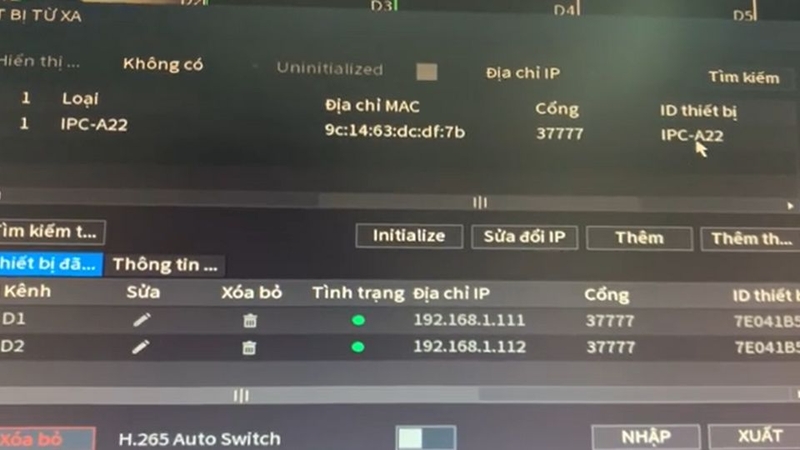 Bước 4: Đầu ghi sẽ tự động quét và hiển thị danh sách các camera IMOU có trong mạng.