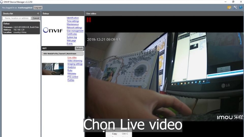 Bước 5: Kiểm tra kết nối camera