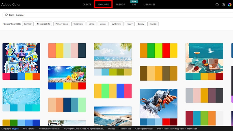 Adobe Color cung cấp hàng triệu màu sắc đa dạng