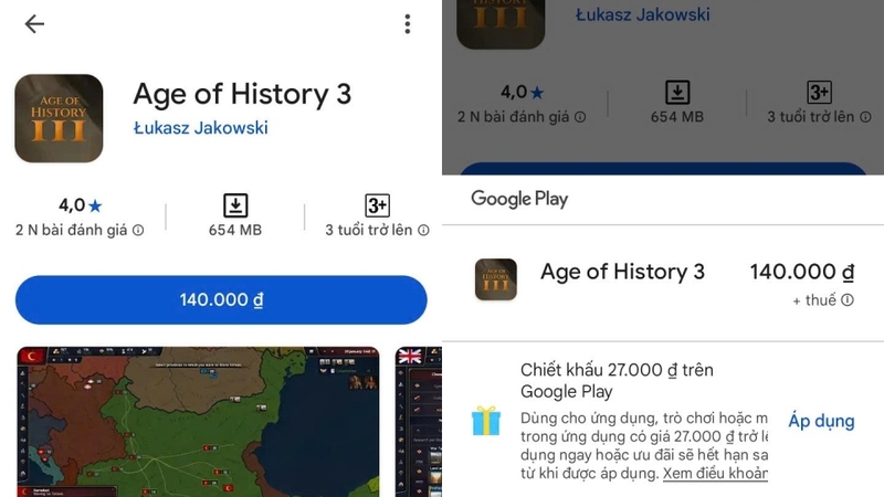 Vào CH Play hoặc AppStore để mua game