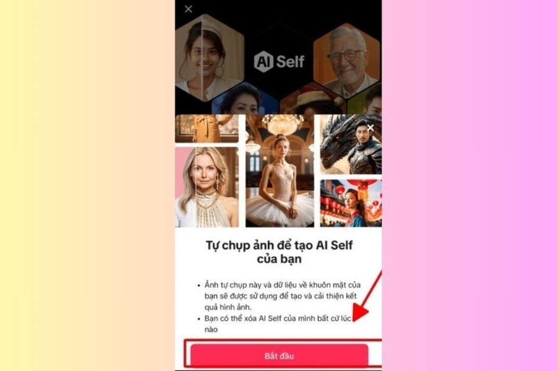 Xem giao diện giới thiệu về tính năng AI Self