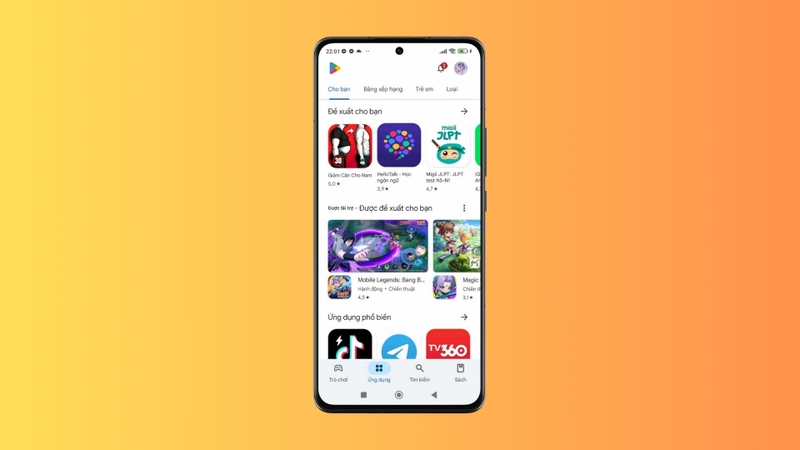 Mở ứng dụng Google Play Store trên điện thoại