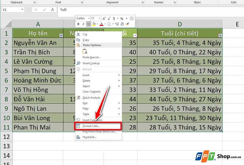 Cách ẩn công thức trong Excel - 08