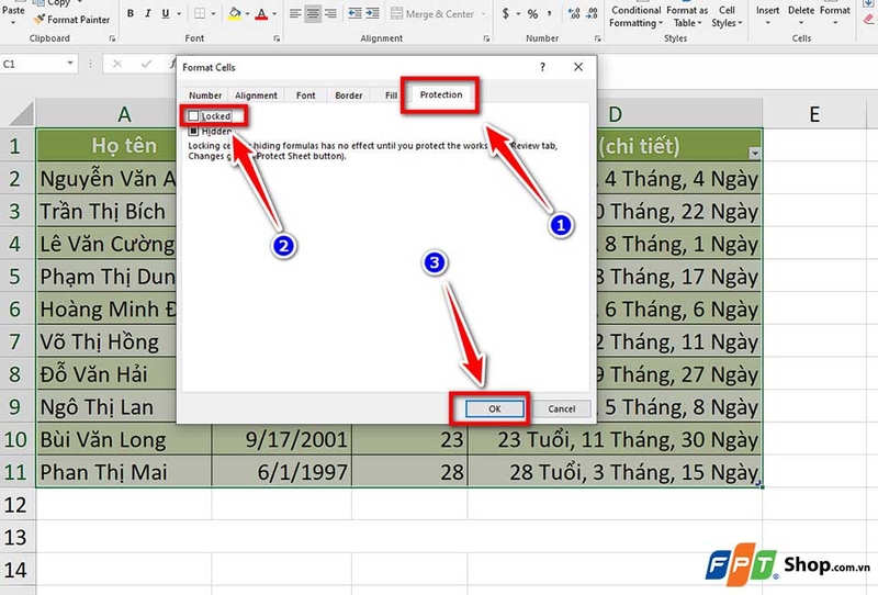 Cách ẩn công thức trong Excel - 07