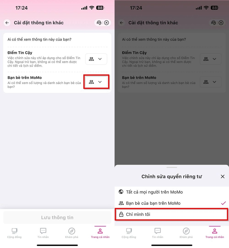 Cách ẩn danh sách bạn bè trên MoMo ảnh 3