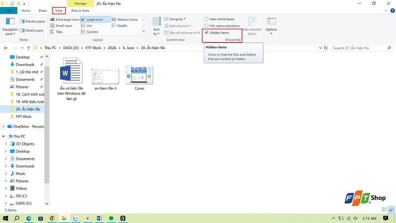 Cách hiện file và thư mục đã bị ẩn trên Windows