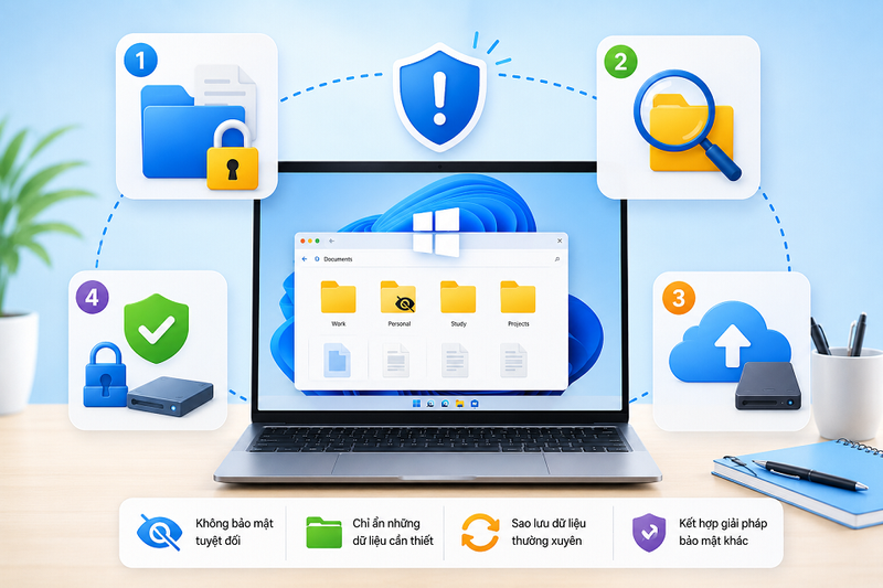 Những lưu ý khi sử dụng tính năng ẩn file trên Windows