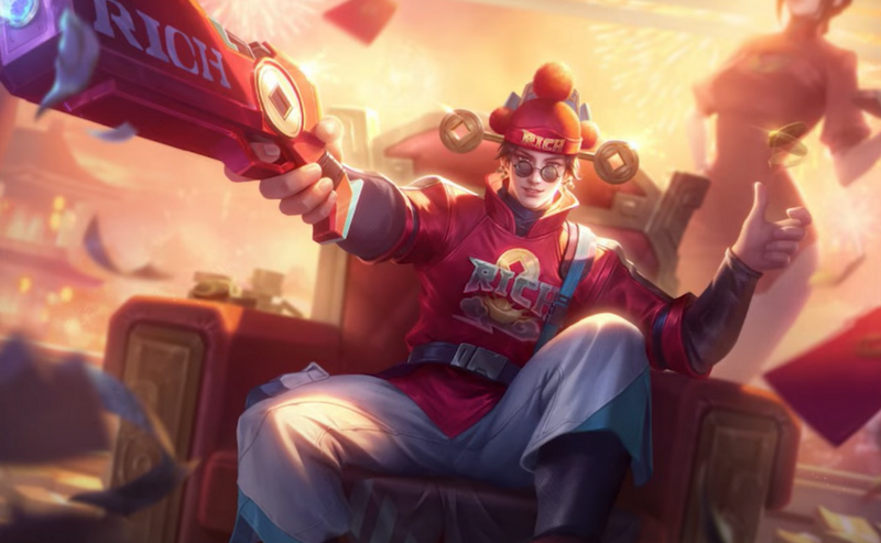 Ảnh Valhein cùng skin Thần Tài