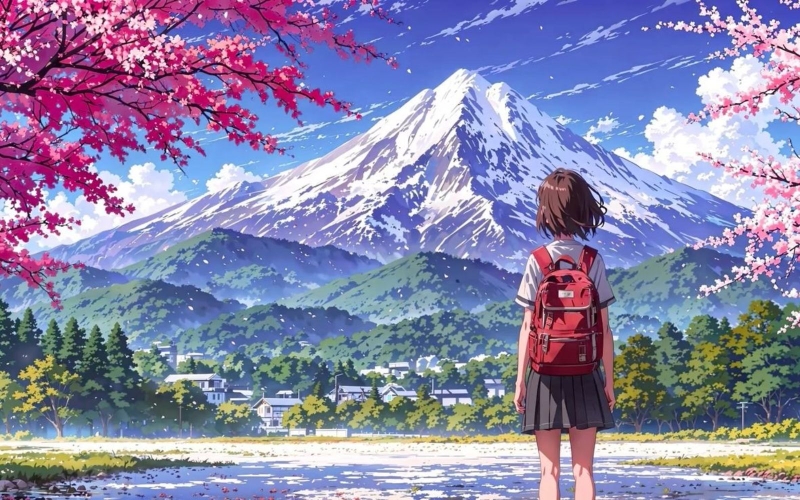 Ảnh anime 4D phong cách nhẹ nhàng, tình cảm cho máy tính 3