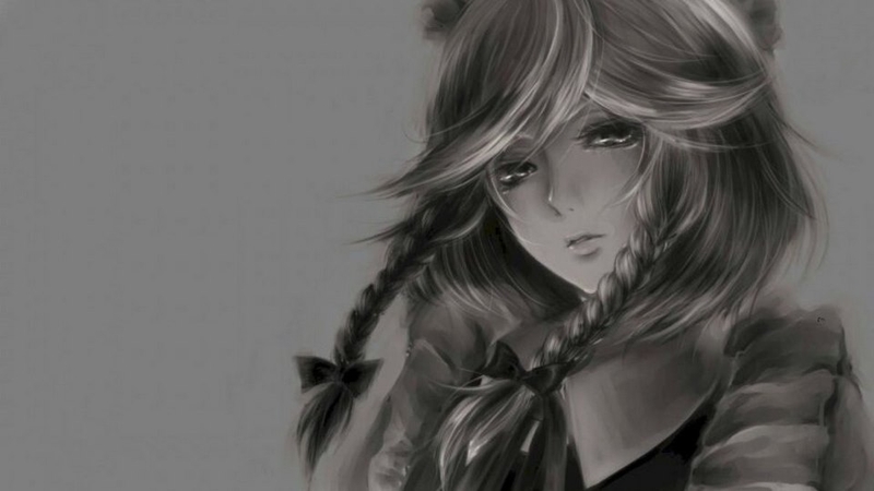 Ảnh nền anime buồn màu đen thể hiện cảm xúc