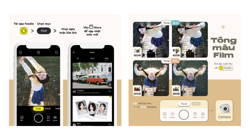 App chụp ảnh màu film - Foodie