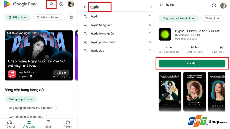 Các bước tải xuống ứng dụng Hypic