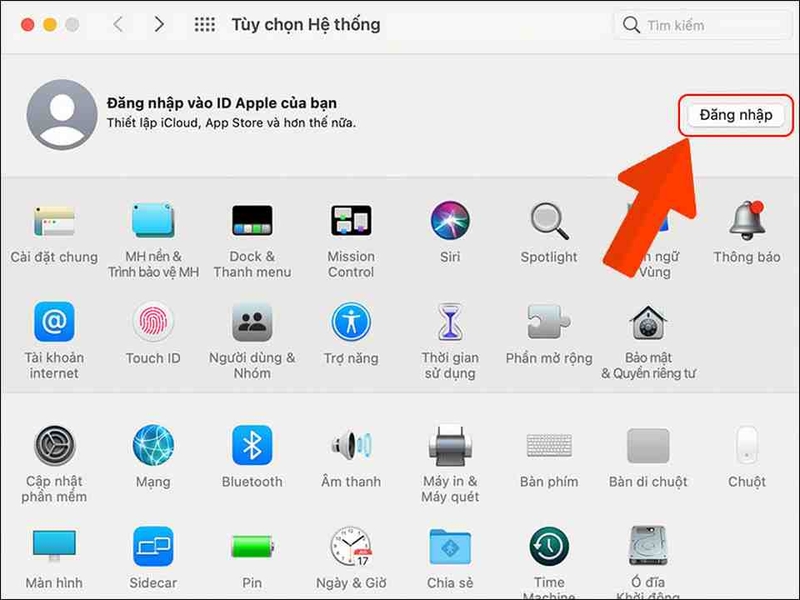 Chuyển đến mục Đăng nhập Apple ID
