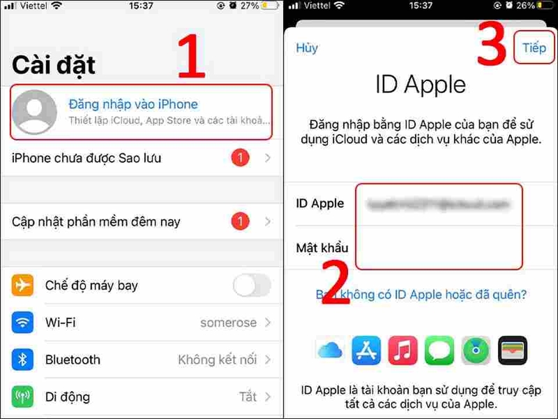 Apple ID đăng nhập trên điện thoại