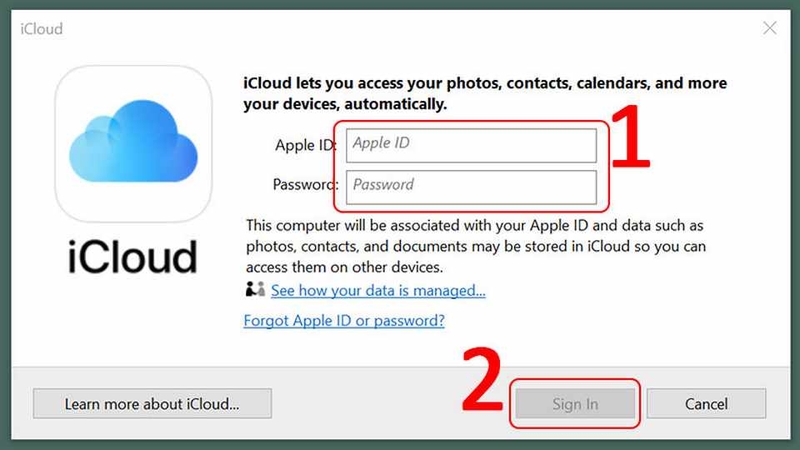 Cài đặt ứng dụng iCloud trên máy tính Windows