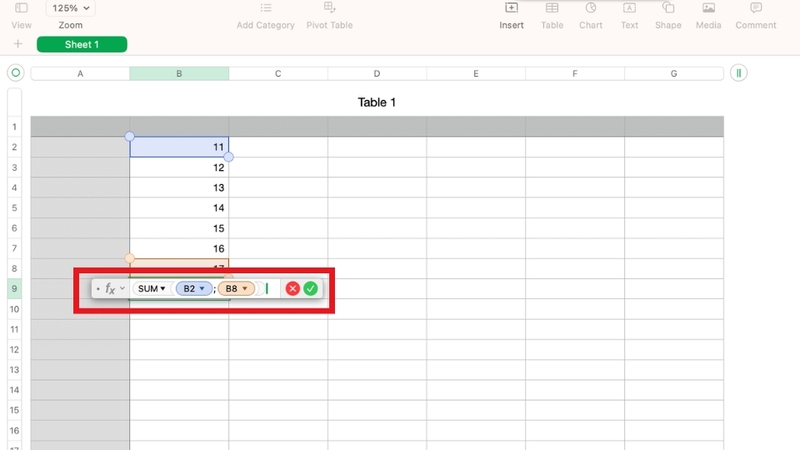 Sử dụng hàm và công thức trong Numbers