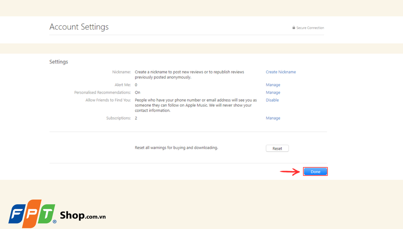 Nhấn Done tại trang Account Settings là bạn đã đăng ký xong