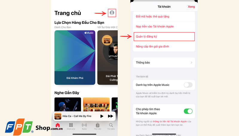 chọn Quản lý đăng ký