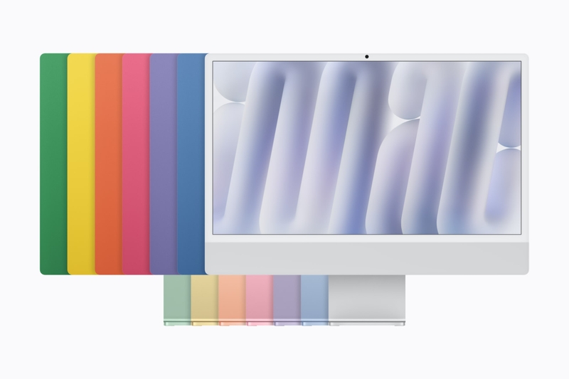 iMac 24 inch M6 có bảy tùy chọn màu sắc, phù hợp với nhiều phong cách bố trí không gian làm việc.