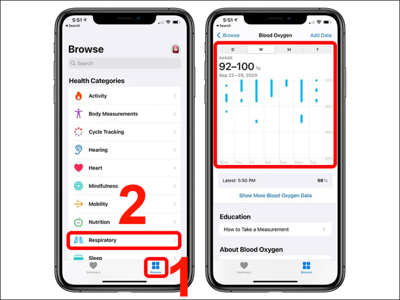 Xem lịch sử đo nồng độ Oxy trong máu