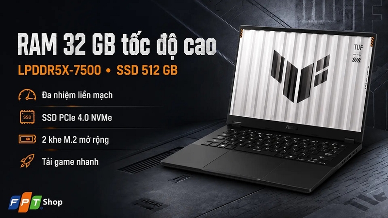 RAM 32 GB đa nhiệm vượt trội