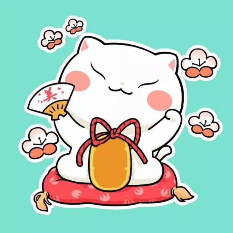 Avatar tết hình mèo bên cạnh họa tiết hoa
