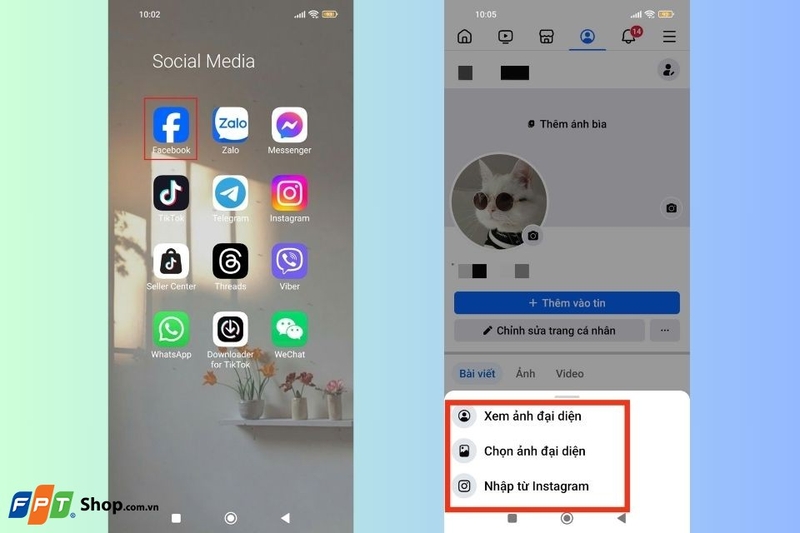Vào ứng dụng Facebook và chọn nút biểu tượng avatar