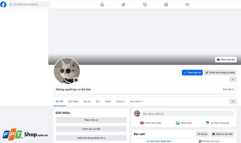 Vào trang cá nhân chọn biểu tượng “camera” chỗ ảnh đại diện