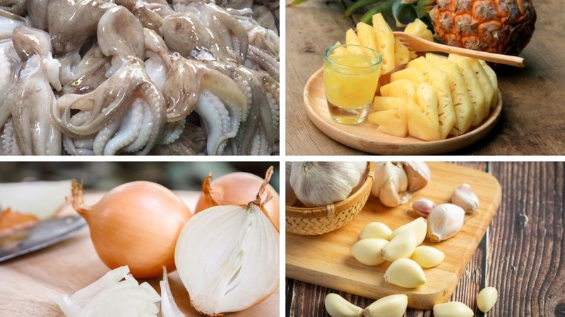 bạch tuộc xào dứa 1