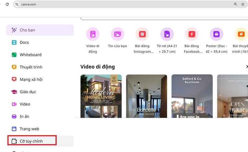 Truy cập vào trang web Canva để bắt đầu thiết kế