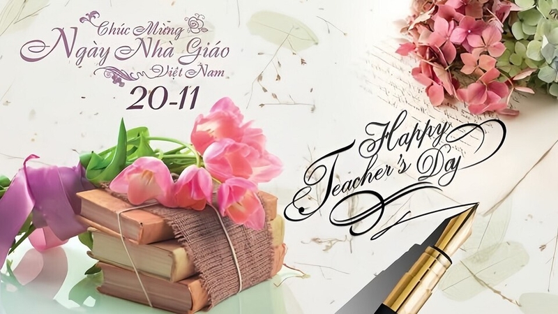 Mẫu background 20/11 hoạ tiết hoa