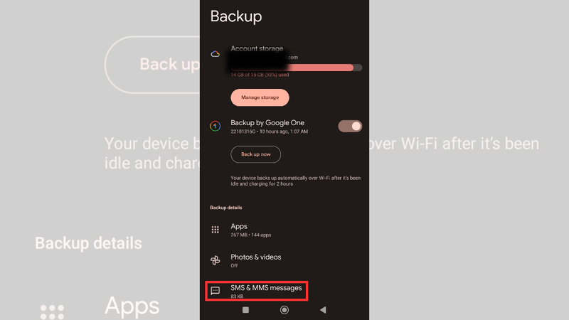 Cách backup tin nhắn điện thoại lên Google Drive 2