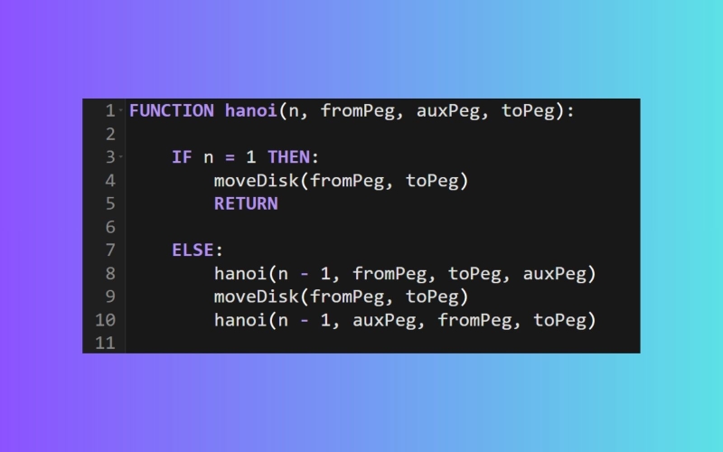 Giải bài toán tháp Hà Nội bằng Pseudo-code