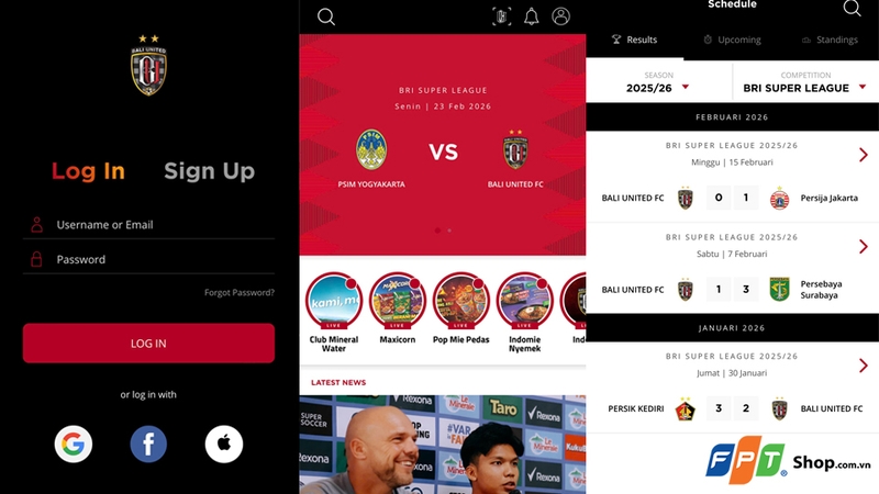 Ứng dụng Bali United rất dễ làm quen và sử dụng