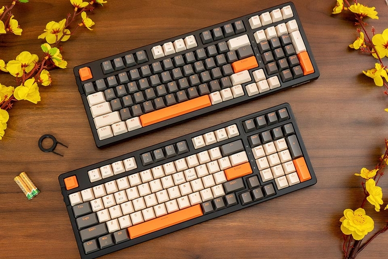 Bàn phím cơ không dây EDRA EK398L Beta xám trắng Red switch