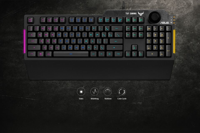 Bàn phím Gaming có dây Asus TUF K1 - Đèn RGB và thanh đèn cạnh bên linh hoạt