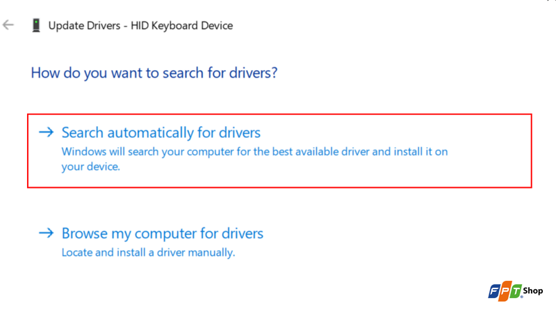 Chọn Search automatically for drivers
