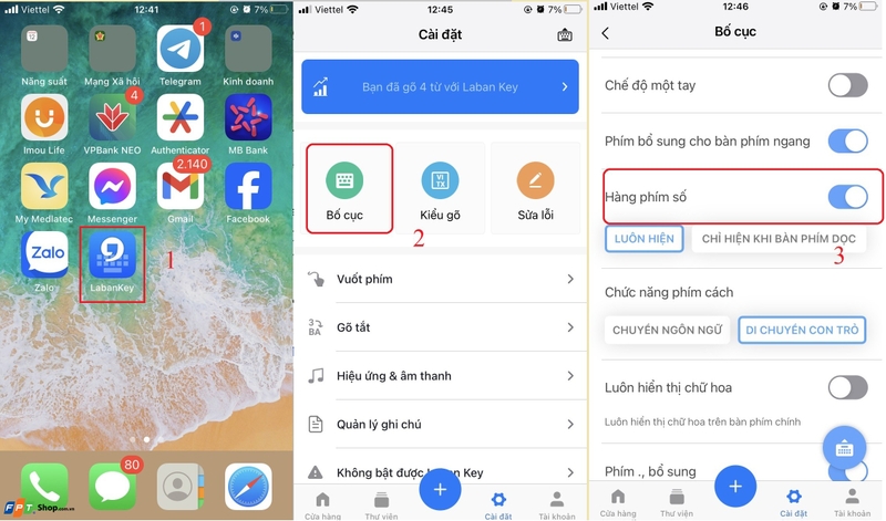 bàn phím số iphone 5