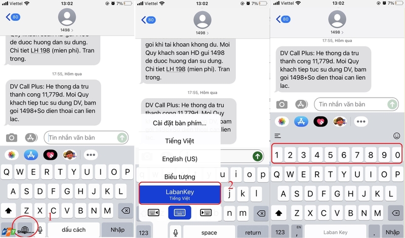 bàn phím số iphone 6