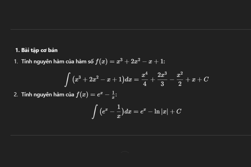Bảng công thức nguyên hàm 6