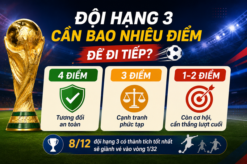 Đội hạng 3 cần bao nhiêu điểm để đi tiếp?