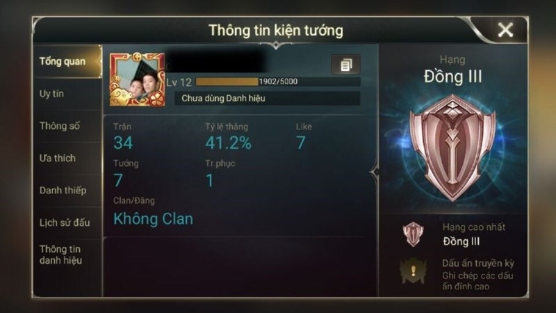 Thứ tự và năng lực của game thủ ở các rank