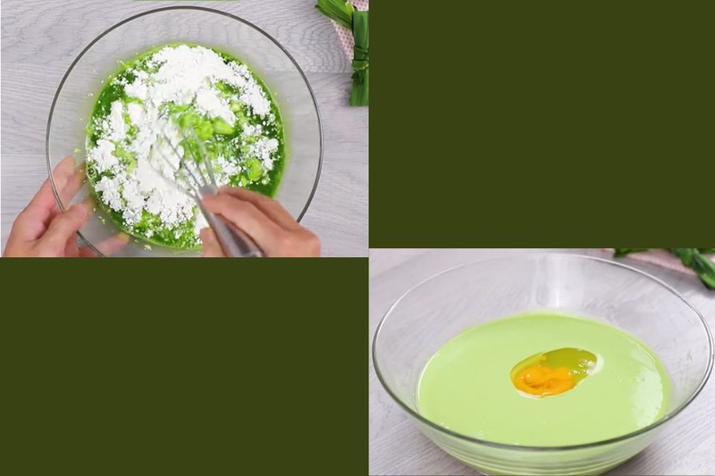 Trộn bột lá dứa