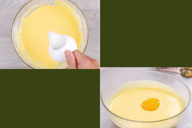Trộn bột với bí đỏ