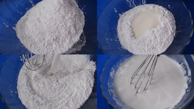 Bước 1: Pha bột làm bánh cúng