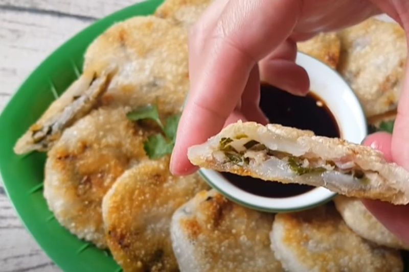Thành phẩm bánh hẹ chiên